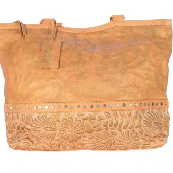 SUNDANCE ANABAGLISH Sunblossom $160 Caramel Leather Tote Bag - HAND MADE - Picture 3 of 13